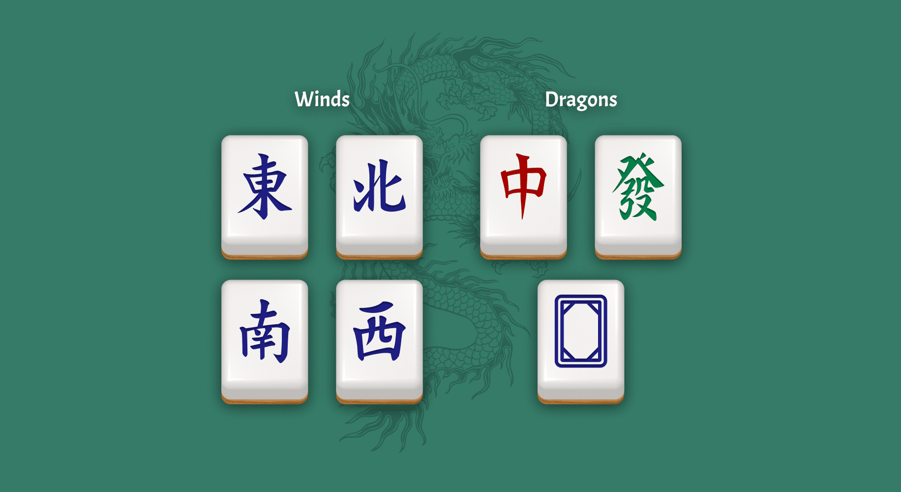 Honor Mahjong tiles: Winds and Dragons